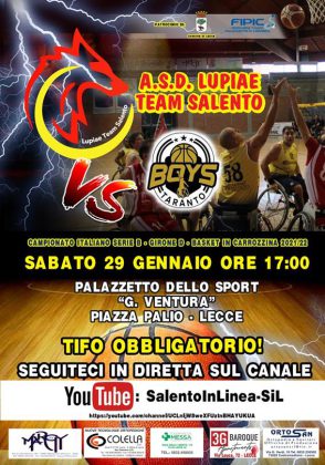 Basket in carrozzina, Serie B: sabato in programma il derby tra Lecce e Taranto - Corriere Salentino