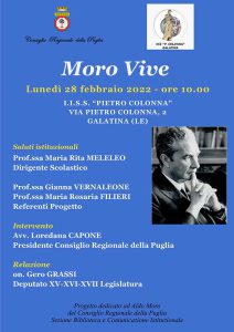 “Moro Vive”, oggi lunedì 28 febbraio incontro con gli studenti dell’I.I.S.S. “Pietro Colonna” di Galatina - Corriere Salentino