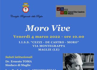 Venerdì 4 marzo incontro con gli studenti dell’I.I.S.S. “Cezzi – De Castro – Moro” di Maglie
