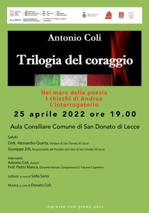 A San Donato di Lecce “Trilogia del coraggio” di Antonio Colì - Corriere Salentino