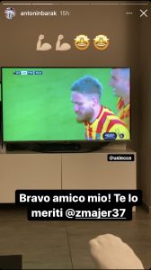 Barak dedica una storia al Lecce. A Majer: “Te lo meriti” - Corriere Salentino