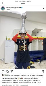 Rodriguez racconta il suo ricordo più forte al Via del Mare. Poi ringrazia i tifosi - Corriere Salentino