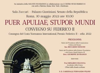 Convegno su Federico II, Puer Apuliae e Stupor Mundi, a Palazzo Giustiniani, con due accademici, della Crusca e dei Lincei, e un cardinale