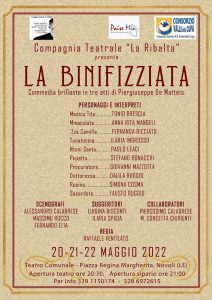 A Novoli, dal 20 al 22 maggio, torna in teatro la compagnia teatrale "La ribalta" con "La binifizziata" - Corriere Salentino