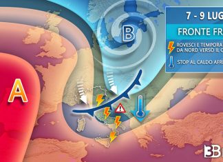 3bmeteo.com: “In arrivo temporali e nubifragi, stop al caldo africano, fino a 8-10°C in meno”