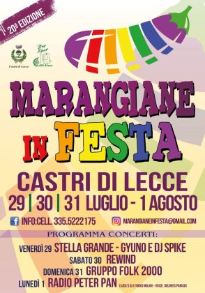 Marangiane in Festa torna per la 20esima edizione a Castrì di Lecce dal 29 luglio all'1 agosto - Corriere Salentino
