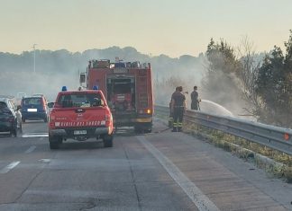 Incendio nelle campagne: fumo invade la tangenziale. Traffico rallentato