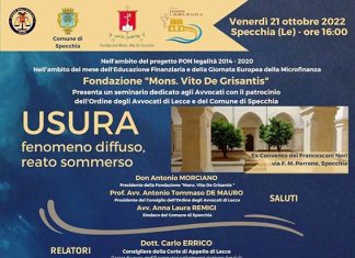 A Specchia il seminario “Usura fenomeno diffuso, reato sommerso”