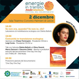 L’attivista Diletta Bellotti, il regista Olmo Parenti e Chiara Tommasini presidente CSV Net, a Lecce il 2 dicembre - Corriere Salentino