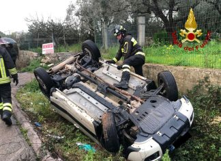 Esce fuori strada e si ribalta con l’auto: conducente illeso