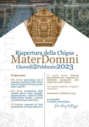 Per la Festa della Candelora riapertura al culto della chiesa della Madonna di Mater Domini - Corriere Salentino