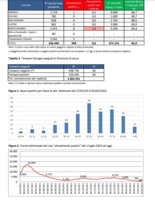 Report covid Asl, la discesa continua: 498 attualmente positivi in provincia, 59 a Lecce. 42 ricoverati nel leccese, 6 in rianimazione - Corriere Salentino