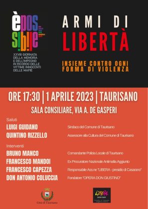“Armi di libertà: insieme contro ogni forma di violenza”: a Taurisano l’incontro con Coluccia e Mandoi - Corriere Salentino