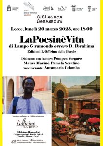 “LaPOESIAèVITA” di Lampo Giramondo ovvero D. Ibrahima negli spazi della Biblioteca Bernardini - Corriere Salentino