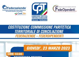 Federaziende e Federdipendenti tutto pronto per la costituzione della commissione paritetica territoriale di conciliazione: il 23 marzo conferenza stampa e webinar