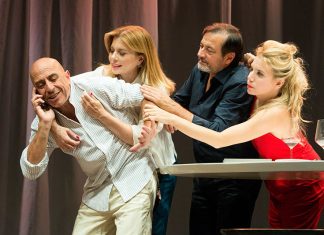 Roberto Ciufoli, Benedicta Boccoli, Simone Colombari e Sarah Biacchi a Nardò con “Il test”