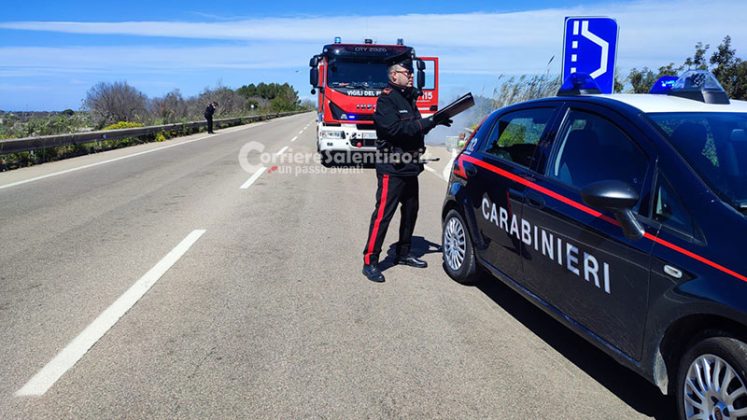 Fiamme sulla 274, furgone viene avvolto e distrutto dal fuoco: in salvo il conducente - Corriere Salentino