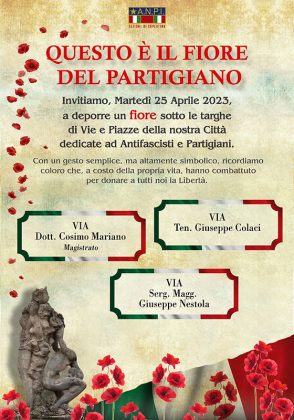 Questo è il fiore del partigiano: la città di Copertino celebra il 25 aprile, data simbolo della caduta del nazifascismo e i 75 anni della nostra Costituzione - Corriere Salentino
