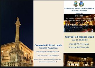 Primo corso di addestramento formale per operatori di Polizia Locale a Presicce-Acquarica