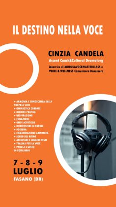 Cinzia Candela torna in Puglia con il nuovo “laboratorio esperienziale” dedicato alle strategie che mirano all’approfondimento della conoscenza del “potere della voce” - Corriere Salentino