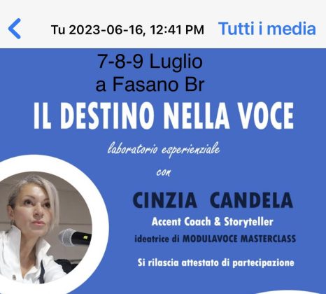 Cinzia Candela torna in Puglia con il nuovo “laboratorio esperienziale” dedicato alle strategie che mirano all’approfondimento della conoscenza del “potere della voce” - Corriere Salentino
