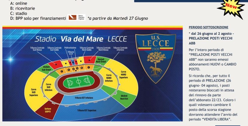 Liguori: “Campagna abbonamenti dalla parte dei tifosi nei costi e per la prelazione. Meglio sottoscrivere online, tranne che per la Est” - Corriere Salentino