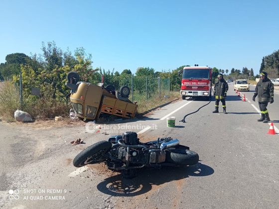 Impatto tra Ape e moto: due feriti trasportati in ospedale - Corriere Salentino