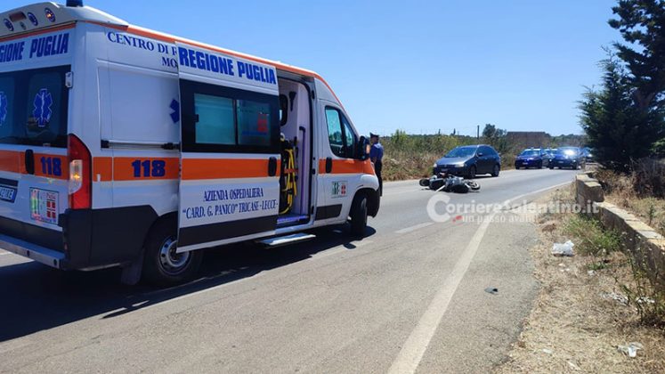 Violento impatto tra auto e scooter sulla provinciale: centauro in ospedale con codice rosso - Corriere Salentino