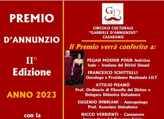 Attivista iraniana Moshir Pour; Lino Banfi e Schittulli tra i premiati del Premio D’Annunzio a Casarano
