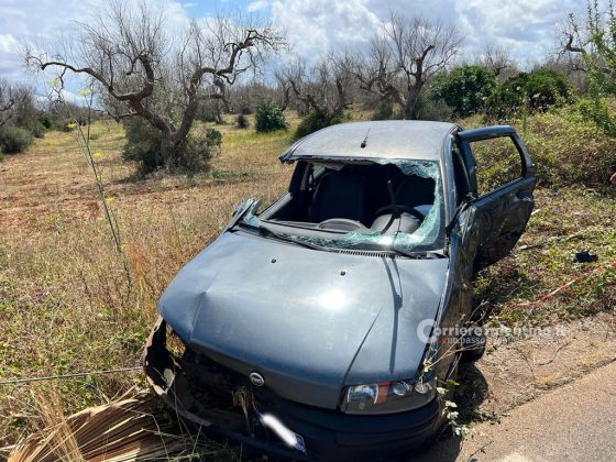 Esce fuori strada e si ribalta nei campi: auto distrutta, conducente miracolato - Corriere Salentino