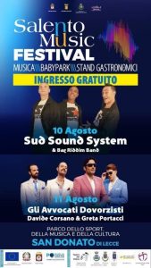 Al via oggi e domani a San Donato il “Salento Music Festival”: di scena i Sud Sound System e gli Avvocati Divorzisti - Corriere Salentino