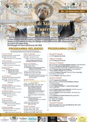 Una città in Festa per il Santo Patrono, San Giuseppe da Copertino, tra riti religiosi, concerti bandistici ed eventi, parco divertimenti, luminarie e stand commerciali - Corriere Salentino