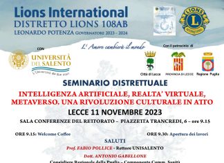 “Intelligenza artificiale, realtà virtuale, metaverso. Una rivoluzione culturale in atto ” convegno a Lecce l’11 novembre