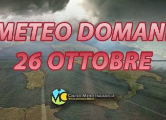 Le previsioni meteo di domani 26 ottobre 2023