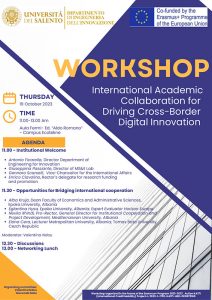 “International academic collaboration for driving cross-border digital innovation” il 19 ottobre workshop internazionale all’Università del Salento - Corriere Salentino
