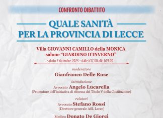“Quale sanità per la provincia di Lecce”, il convegno con i più importanti esperti e dirigenti della sanità locale per discutere di interventi efficaci e abolizione del numero chiuso a medicina