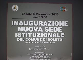 Il 2 dicembre l’inaugurazione della nuova sede del Municipio di Soleto. Il sindaco Vantaggiato: “Dopo innumerevoli traversie finanziarie un grande risultato”