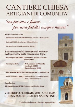 A Salice Sovrintendenza e Vescovo presentano il restauro dell’ antica Chiesa Madre del 700 - Corriere Salentino