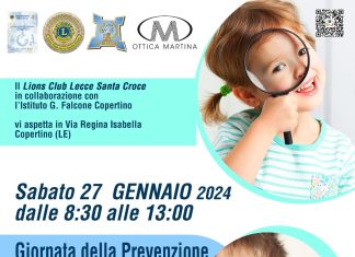 Sabato 27 gennaio la “Giornata della Prevenzione della Vista”, iniziativa del Lions Club Lecce Santa Croce