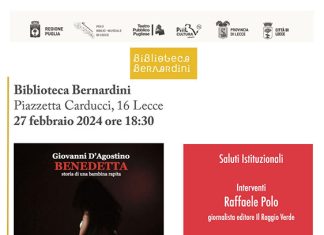 Il medico musicista-scrittore , Giovanni D’Agostino, presenta questa sera a Lecce “Benedetta”- Storia di una bambina rapita