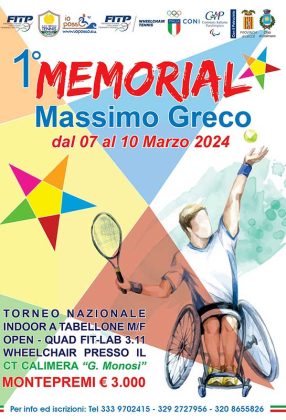 Al via dal 7 marzo a Calimera il "1° Memorial Massimo Greco", unico torneo nazionale di tennis in carrozzina a montepremi del sud Italia - Corriere Salentino