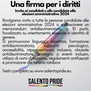 Salento Pride, i 4 candidati leccesi invitati a firmare l'impegno contro le discriminazioni sull'orientamento sessuale e identità di genere - Corriere Salentino