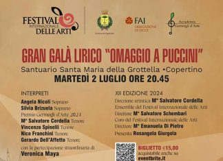 Domani a Copertino la prima tappa della dodicesima edizione del Festival Internazionale delle Arti: omaggio a Puccini al Santuario della Grottella