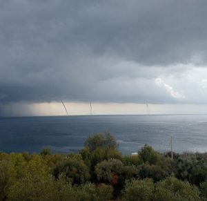 Maltempo, fulmine incendia palma. Allarme sull’Adriatico per tre trombe marine all’orizzonte - Corriere Salentino