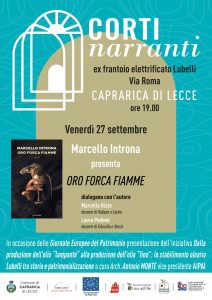 Prendono il via le Giornate Europee del Patrimonio a Caprarica di Lecce, con “Oro, Forca e Fiamme” di Marcello Introna - Corriere Salentino