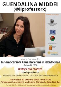 Guendalina Middei presenta a Copertino il suo ultimo libro: “Innamorarsi di Anna Karenina il sabato sera” - Corriere Salentino