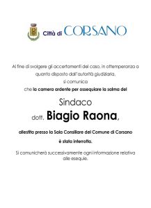 Morte sindaco di Corsano, aperta un'inchiesta. I familiari: "Ore prima era stato in ospedale ma è stato dimesso" - Corriere Salentino