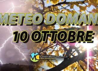 Le previsioni meteo di domani 10 ottobre