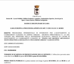 Un finanziamento di 520mila euro per il rifacimento di Piazza San Michele Arcangelo e per l’adattamento ai cambiamenti climatici, con tecnologie green - Corriere Salentino