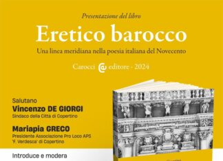 Simone Giorgino, domani, venerdì 15 novembre, presenta il suo ultimo libro “Eretico barocco”